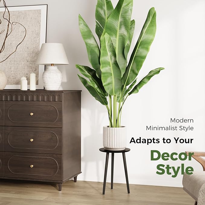Leaf&lull Tall Plant Stand Indoor Black Plant Table for Large Plants Wooden Plant Stool Plant Holder for Living Room Bedroom Balcony
