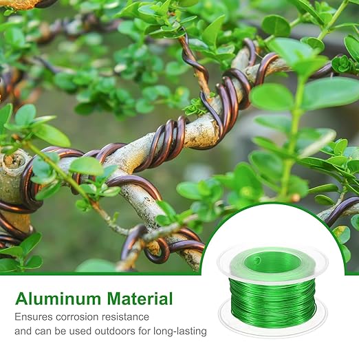 HARFINGTON Bonsai Wire Anodized Aluminum Training Wire Roll 0.8mm Gauge 98ft Length Bendable Bonsai Tree Wire for Garden, Horticulture, Landscape, Planting, Green