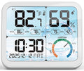 VOCOO 5.8" Large Display Indoor Thermometer Hygrometer - Backlight LCD with Comfort Indicator, Max/Min Records, Clock & Calendar, Dual Power (USB/Battery), Wall Mount or Tabletop