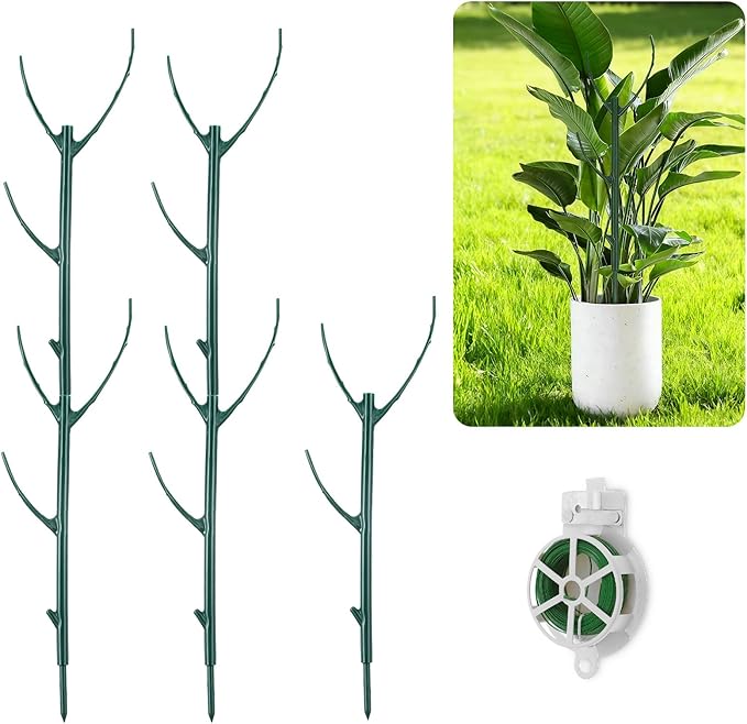 5Pcs Garden Plant Support Stakes for Indoor Outdoor Plants, Stackable Monstera Plant Support Stakes, ClimbingPlant Supports StructuresPlant Holder Stick Moss Pole for Tall Potted Plants