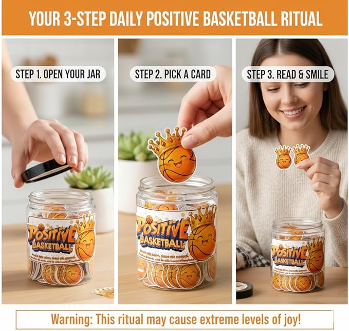 Positive Basketball Jar With 60 Affirmation Cards, Emotional Support Basketball, Basketball Gift For Teen Boys Girls And Men, Coach, Christmas Gifts, Stocking Stuffers For Teen Boys