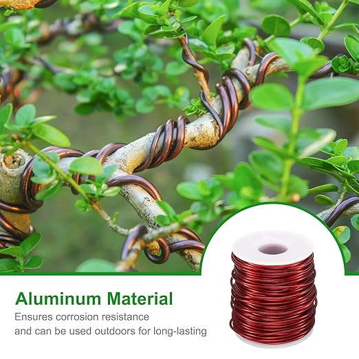 HARFINGTON Bonsai Wire Anodized Aluminum Training Wire Roll 2mm/12 Gauge 98ft Length Bendable Bonsai Tree Wire for Garden, Horticulture, Landscape, Planting, Red