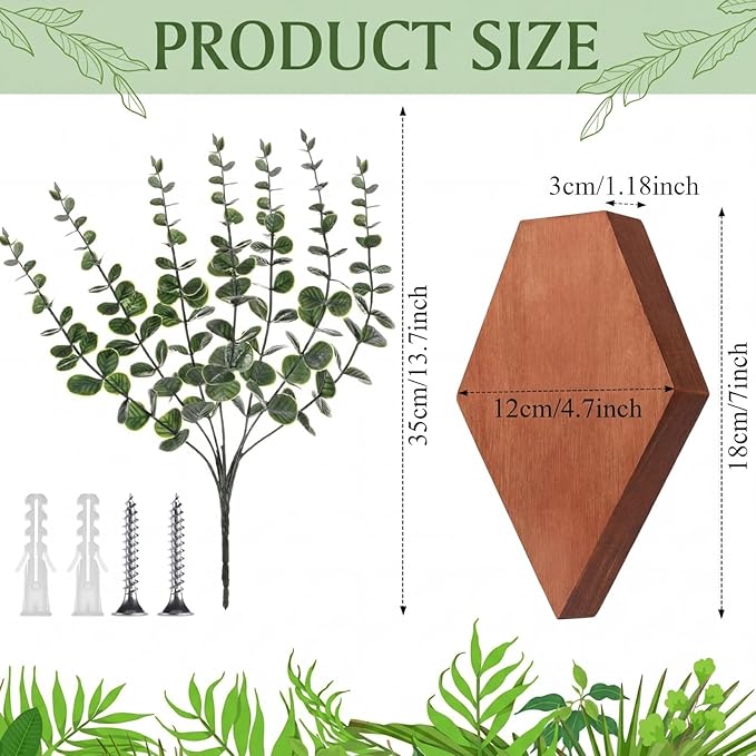 Chunful 2 Pcs Wooden Wall Planter Decor Hanging Fake Plants Greenery Flowers Holder Vase Boxes for Wall Bohemian Farmhouse Room Kitchen Office Indoor Decoration(Walnut Color,7.1 x 4.7 x 1.2 Inches)
