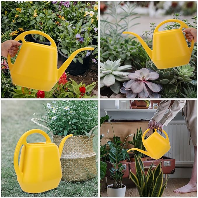 FRCOLOR Long Spout Watering Can 2l Yellow Gardening Flower Watering Pot Succulents Indoor Outdoor Plants Sprinkler Kettle