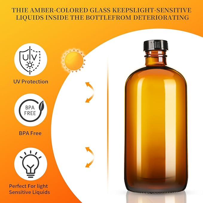 Vitreaux 8oz Amber Glass Spray Bottles,3 Pack Glass Spray Bottles Refillable Empty Bottle with Adjustable Nozzle,Spray Bottle for Essential Oils,Cleaning Solutions,Pets,Hair Mister,Gardening