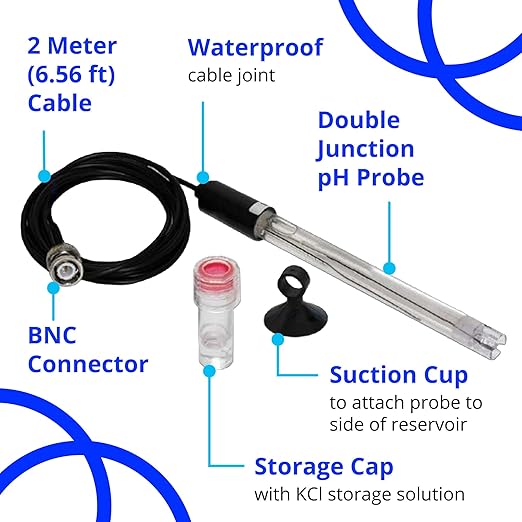 Bluelab PROBPH pH Probe for Water, Replacement Electrode for Meter, Monitor, and Controller with Easy Calibration, Tool for Hydroponic System and Indoor Plant Grow
