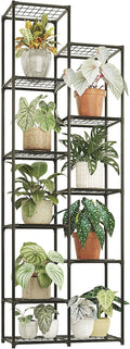 Bamworld Plant Stand Indoor Outdoor 11 Tier Tall Large Metal Plant Shelf Multi Tier Flower Stands Garden Shelves Wooden Plant Display Holder Rack for Living Room Corner Black