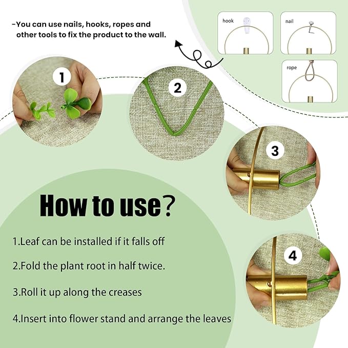 GREENTIME 2 Pack Fake Succulent Plants Hanging Artificial Ivy Vine with Gold Round Metal Hanging Vase Faux Hanging Eucalyptus for Teacher Appreciation Living Room Bedroom Boho Kitche Wall Shelf Outdoo