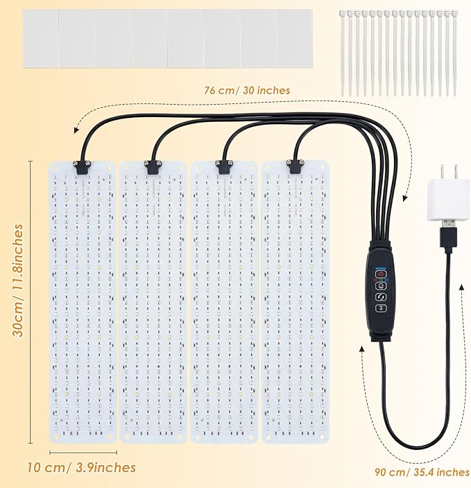 LINGSFIRE LED Grow Lights for Indoor Plants, Full Spectrum Grow Light with 504 LEDs Ultra-Thin Grow Light Panel Auto on & Off Timer for Under Cabinet Plant Seedlings Flowers Veg and More