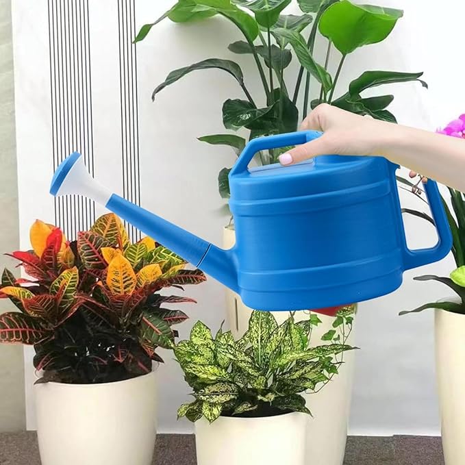 1 Gallon Watering Can for Plants, Garden Water Can with Detachable Long Spout, Easy-Pour Plastic Watering Can for Indoor Outdoor Use in Patio Lawn (Blue)