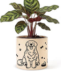 STHIE Ceramic Flower Pots with Drainage Holes, 5 inch Ceramic pots for Plants, Cute Round Flower Planters for Snake Plant, Hand-Painted Garden Pots (Sitting Dog)