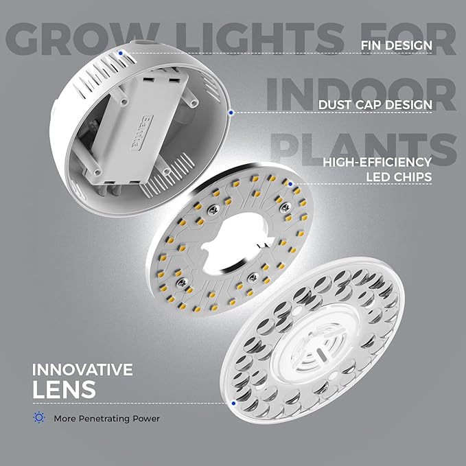 Barrina Orbgrow OG09 Puck LED Grow Light, 5000K 54W(6 x 9W, 810 Watt Equiv), Plant Lights for Indoor Plants Full Spectrum, Magnetic & Linkable, Small Grow lamp, Perfect for Plant Shelf, 6 Packs