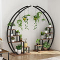 GarveeLife Plant Stand Indoor 5 Tier Tall, Metal Half Moon Plant Shelf 2 Pack, Stylish Tiered Flower Rack for Multiple Plants Display, Tall and Space-Saving Design