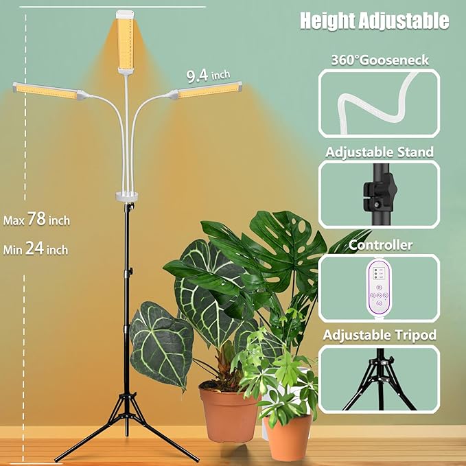 LED Grow Lights for Indoor Plants Full Spectrum, LED Plant Light with Stand (270 LEDs Stand)