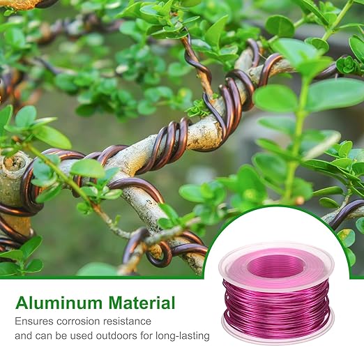 HARFINGTON Bonsai Wire Anodized Aluminum Training Wire Roll 1mm/18 Gauge 98ft Length Bendable Bonsai Tree Wire for Garden, Horticulture, Landscape, Planting, Rose Red