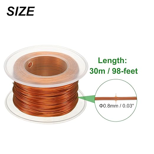 HARFINGTON Bonsai Wire Anodized Aluminum Training Wire Roll 0.8mm Gauge 98ft Length Bendable Bonsai Tree Wire for Garden, Horticulture, Landscape, Planting, Reddish Orange