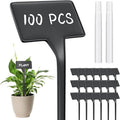 Yinkin 100 Pcs Large Plant Label Signs 11.8 Inch Plant Markers Plastic Garden Label Stakes Waterproof T Type Tags Nursery Garden Signs with Marker Pen for Flower Herb Pot(Black)