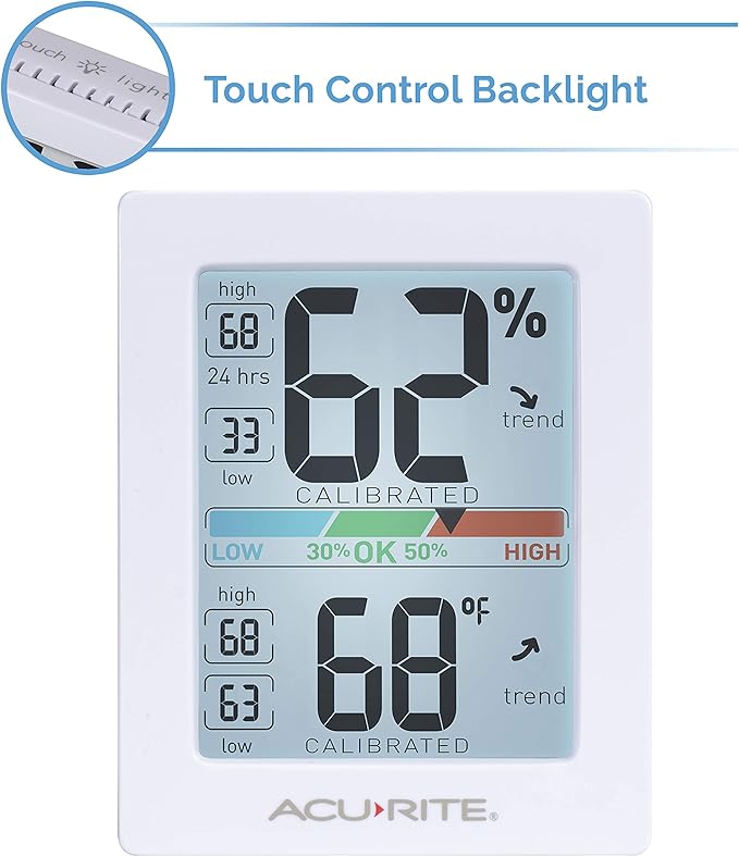 AcuRite Pro Humidity Meter & Thermometer with Touch Activated Backlight