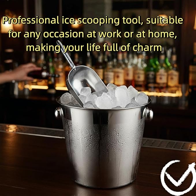 12oz Ice Cube Endurance Scoop, Cast Aluminum Shovel, Kitchen Utility Scoops With Finger Groove Handle, Ideal for Ice Cube, Coffee, Bean, Food, Candy, Flour, Popcorn Rust Free - Silver