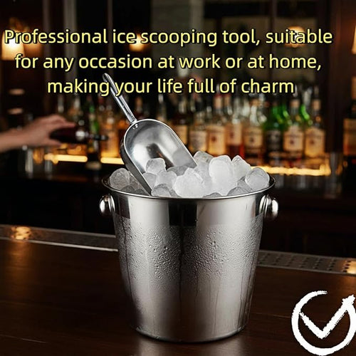 12oz Ice Cube Endurance Scoop, Cast Aluminum Shovel, Kitchen Utility Scoops With Finger Groove Handle, Ideal for Ice Cube, Coffee, Bean, Food, Candy, Flour, Popcorn Rust Free - Silver