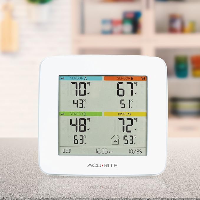 AcuRite 01095M Indoor Temperature & Humidity Station with 3 Sensors, White