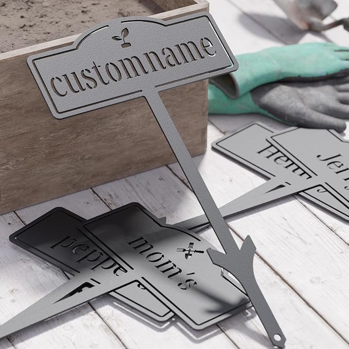 Herb Garden Markers Plant Labels - Customized Metal Gardens Labels Plant Markers Signs for Vegetables - Garden Tags Plant Name Stakes (6 PCS)