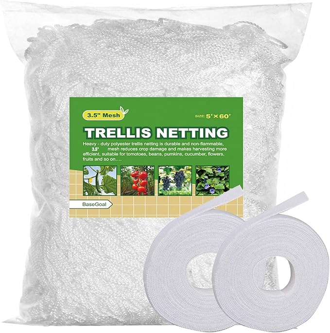 BaseGoal All-Weather Trellis Netting Mesh Plant Garden Vine Growing Flexible String Net