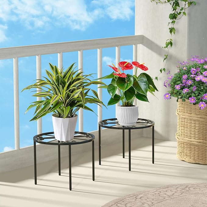 bussdis Plant Stand 1 PCS-7.9 IN Flower Pot Stand Plant Rack for Indoor and Outdoor Courtyard Gardens Black