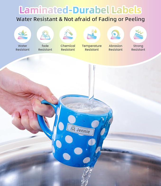 Freshworld Replace for Brother Ptouch 12mm 0.47 Laminated TZ Colored Refills Tape Black on Clear/Purple/Blue/Pink/Yellow/Green, Compatible with Brother PTouch Label Maker PT-D210 D220 H110 D400