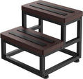 Step Stools for Adults Kids, Heavy Duty Stepping Stool Wooden Bed Step Stools for High Beds, Non-Slip 2 Bedside Foot Stool with 500 Lb Capacity for Bedroom Kitchen Bathroom Outside,Easy Assembly,Teak