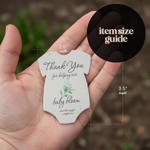 15pcs Green Onesie-Shaped Gift Tags with Wildflower Seeds - Writable Gift Wrap Tags for Baby Showers, Mother's Day Present, Party Favors, DIY Crafts, & Earth Day Decorations