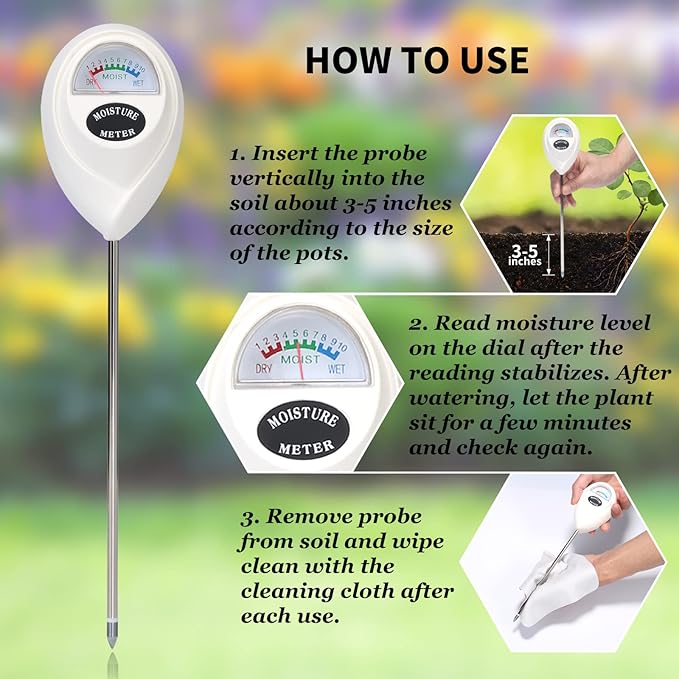 ONEDONE Moisture Meter, Soil Moisture Meter with Cleaning Cloth for House Plants, Gardening, Farming, Indoor and Outdoor Plants