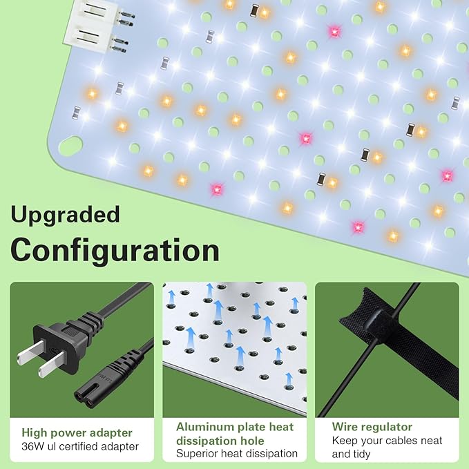 100W Ultra-Thin Panel Full Spectrum Grow Lights, 1536 LEDs Growing Light for Indoor Plants with Daisy Chain Function, Grow Lights for Seed Starting with 4/8/12/16/20H Auto On/Off Timer (8pcs)