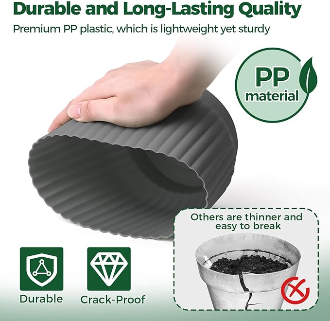 T4U 7 Inch Self Watering Pots for Indoor Plants, 4 Pack Plant Pots, Self Watering Planter for Indoor Plants, Durable Plastic Pots (4 Pack, 7", Gray)