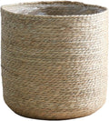 9 inch Seagrass Woven Planter Basket - Wicker Planter Basket with Plastic Film Insert for Indoor Plants, Large Monstera Pot, Woven Storage Basket, Boho Home Decor (Small)