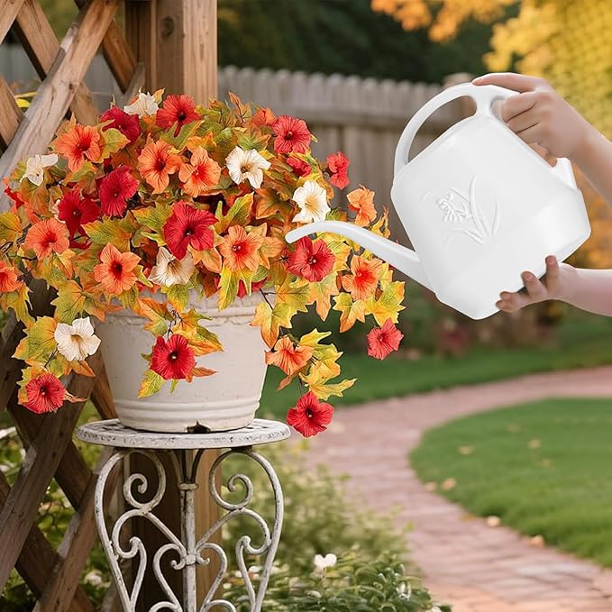 Plastic Watering Can - for Indoor and Outdoor Home Garden Plants - with Long Spout - White - 1/2 Gallon