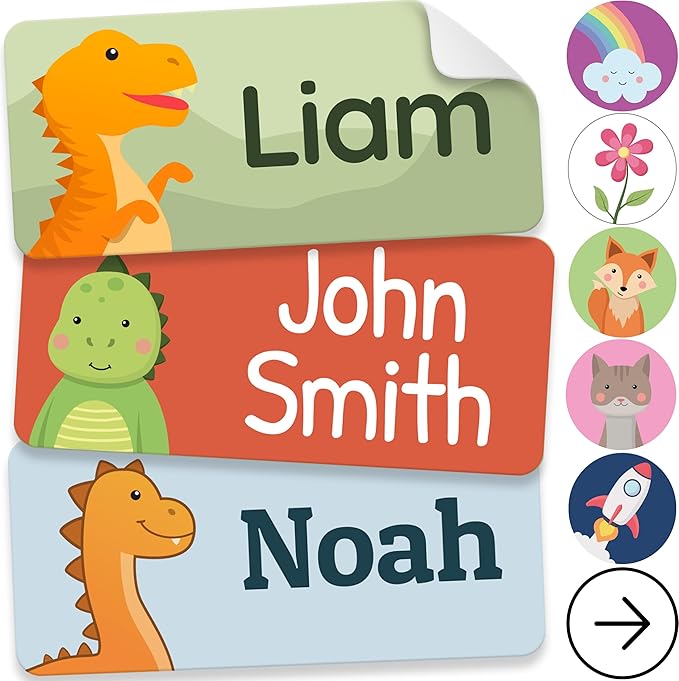 Personalized Name Labels for Kids (210 Labels) - Durable & Waterproof Custom Name Stickers for Clothing Tags, School Supplies, Camp & Daycare - Jurassic (1.2”x0.5”)