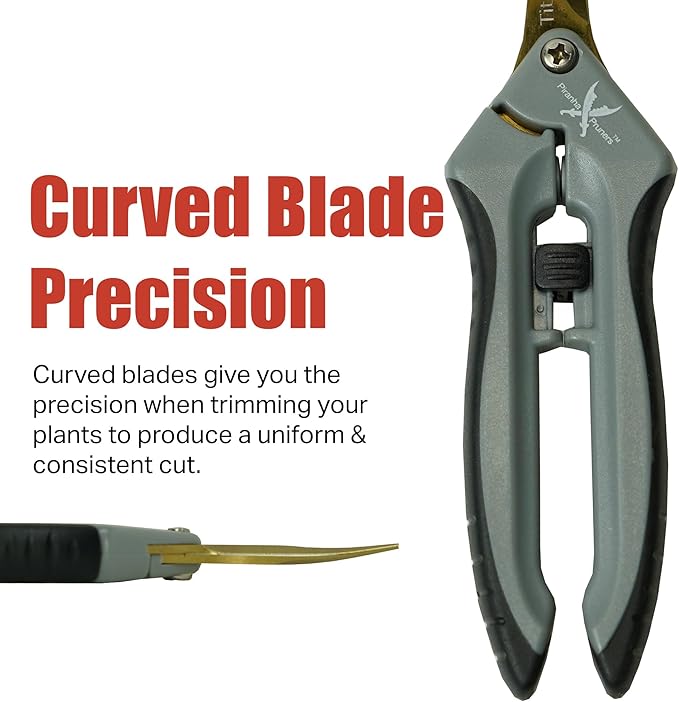 Piranha Pruner Trimming Scissors Garden Shears, Plant Trimmers, Gardening Hand Tools, Curved Titanium Blade