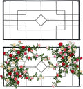 MyGift Wall Mounted Garden Trellis, 3.9 ft Black Metal Geometric Vintage Art Deco Lattice Frames for Climbing Plants and Vines