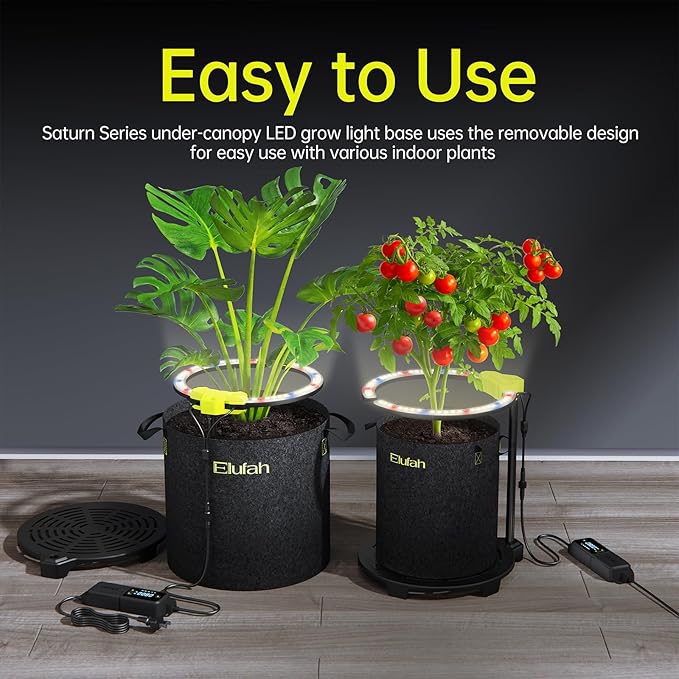 Saturn240 24W Under Canopy LED Grow Light, Full Spectrum Grow Lights for Indoor Plant Seeding/Veg/Bloom, Adjustable Height 12''-22'', 3-in-1 Controller Plant Light for 2x2ft Indoor Growing