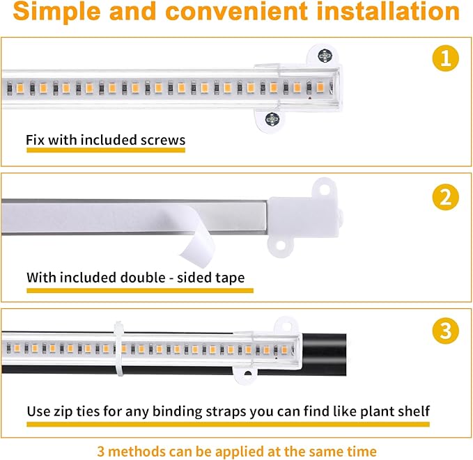 RWNTAO 8.6 Inches LED Plant Growing Light Strips, Full Spectrum 3000K Grow Light for Indoor Plants with 3/9/12H Timer, 10 Dimmable Levels for Seedling Succulent and Plant Shelf (4 Head×2pcs)