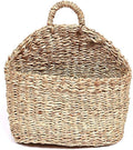 Seagrass Wicker Storage Basket with Handle - Semi-Circular Willow Woven Hanging Basket for Home, Garden, Wedding Wall Decor