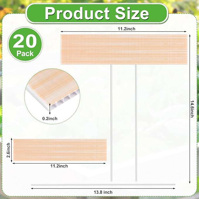 20 Set Jumbo Outdoor Plant Label Stakes 14.6" TALL Waterproof Plant Markers Nursery Garden Markers with Marker Pen to Easily Locate and Identify All Your Plants, FLowers, Herbs and Vegetables