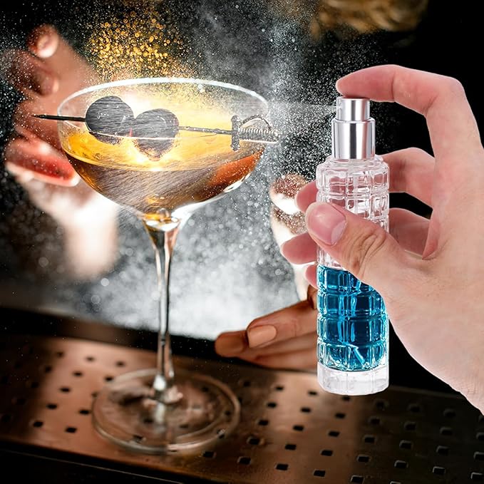 1Pc Cocktail Atomizer Sprayer 45ml Refillable Empty Bitters Spray Bottle Glass Martini Bar Bitter Perfume Mister for Bartending Travel and Home Use Resistant Airtight