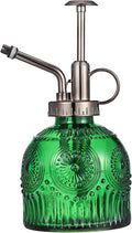 Baluue Embossed Glass Plant Mister Spray Bottle with Thick Non Slip Glass for Indoor Watering and Cleaning Elegant Green and Antique Design Water Sprayer