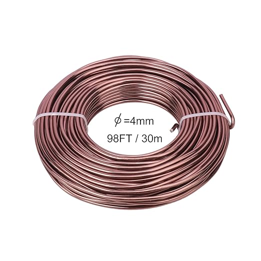 98 Feet Brown Anodized Aluminum Bonsai Training Wire, 4.0mm Anodized Aluminum Wire, 98 Feet Bonsai Plant Wire, Professional Grade Bonsai Training Wire for Crafts, Sculpting, Home Decoration