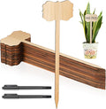 Jingmore 100 Pcs Bamboo Garden Markers Plant Labels 8 Inch Extra Long Plant Tags for Seedlings with Pen T-Type Tags Waterproof Nursery Garden Signs for Outdoor Flower Herb Potted