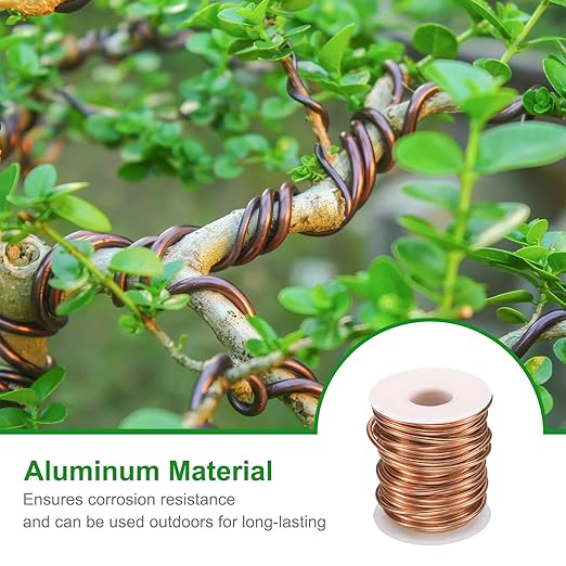 HARFINGTON Bonsai Wire Anodized Aluminum Training Wire Roll 0.8mm Gauge 98ft Length Bendable Bonsai Tree Wire for Garden, Horticulture, Landscape, Planting, Rose Gold
