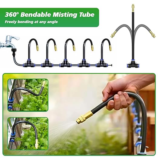 360° Adjustable Drip Irrigation System - Garden Watering System 50FT with 15 Nozzles, Drip Irrigation Kit for Garden, Yard, Lawn, Greenhouse, Plants, 5/16 inch Hose