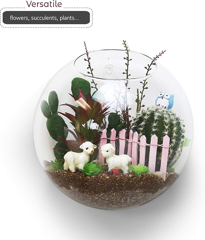 WGV Wall Hanging Planter Terrarium Bulk, Diameter 7", Clear Mounted DIY Succulents Air Glass Floral Container Vase, Tea Light Votive Candle Holder for Decoration 6 Pieces